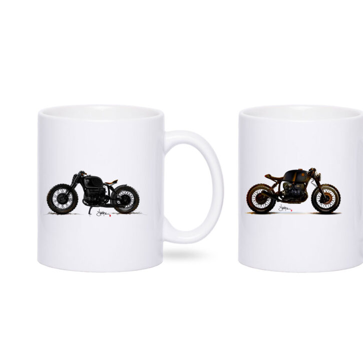 Geschenktasse Motorradfahrer Motorradtasse Häferl Tee Motiv Becher Porzellan Weiß Mug TITAN Caferacer Tasse Webshop