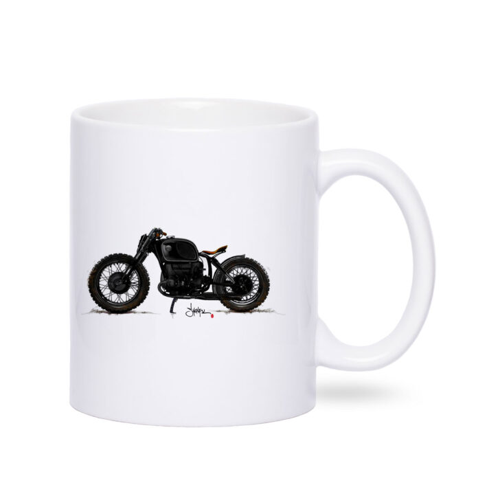 Geschenktasse Motorradfahrer Motorradtasse Häferl Tee Motiv Becher Porzellan Weiß Mug TITAN Caferacer Tasse Webshop